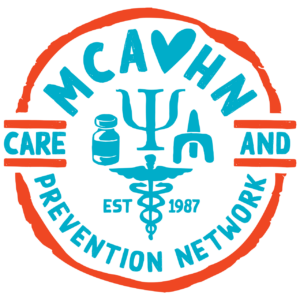 MCAVHN Logo Circle in red and blue with a heart for the 