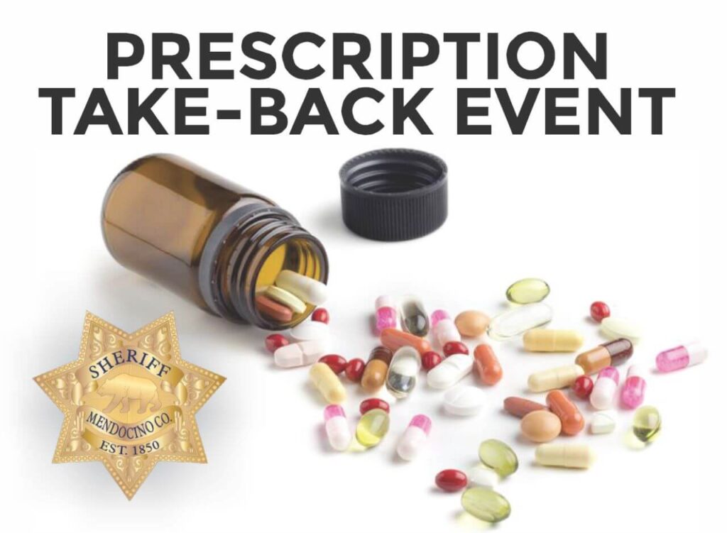 Open bottle of spilled medications with sheriff badge.